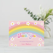 Carte De Remerciements Daisy Rainbow Retro Anniversaire (Debout devant)