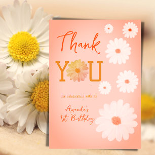 Carte De Remerciements Daisy Wild One premier anniversaire fille Floral