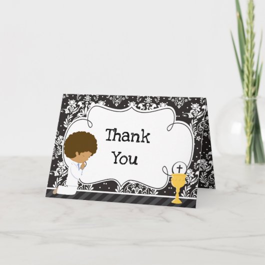 Carte De Remerciements Damas de la première communion afro-américaine (Devant)