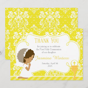 Carte De Remerciements Damas de la première communion afro-américaine
