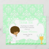 Carte De Remerciements Damas de la première communion afro-américaine (Devant / Derrière)