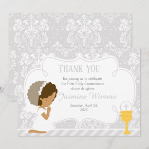 Carte De Remerciements Damas de la première communion afro-américaine