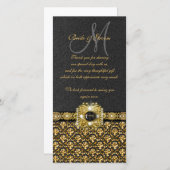 Carte De Remerciements Damas en or noir "merci" (Devant / Derrière)