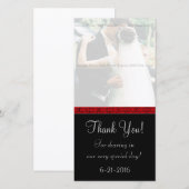 Carte de remerciements Damas noir et rouge (Devant / Derrière)