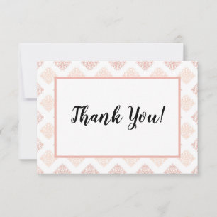 Carte De Remerciements Damas Rose Pêche Doux