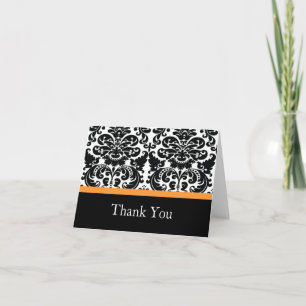 Carte De Remerciements Damask Orange Thank You Note Card