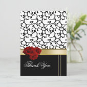 carte de remerciements damassé aux roses rouges (Debout devant)