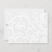 Carte De Remerciements Damassé floral noir et blanc avec garniture verte (Dos)