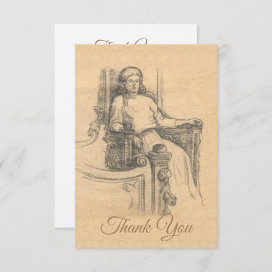 Carte De Remerciements Dame (Devant / Derrière)