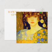 Carte De Remerciements Dame dorée de l'ART NOUVEAU (Devant / Derrière)