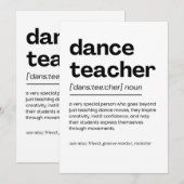 Carte De Remerciements Dance Enseignant Appréciation Cadeau Danse Enseign (Devant / Derrière)