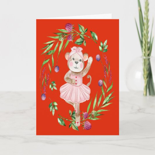 Carte De Remerciements Dancing Bear Valentine Card for Young Girl (Devant)