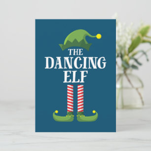 Carte De Remerciements Dancing Elf Matching Family Group Christmas Party