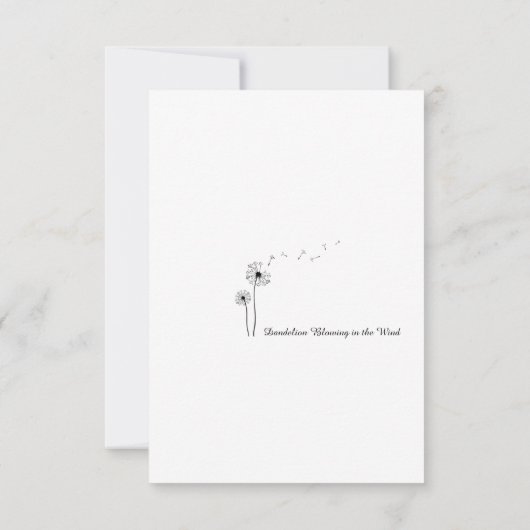 Carte De Remerciements Dandelion noir et blanc soufflant dans le vent (Dos)
