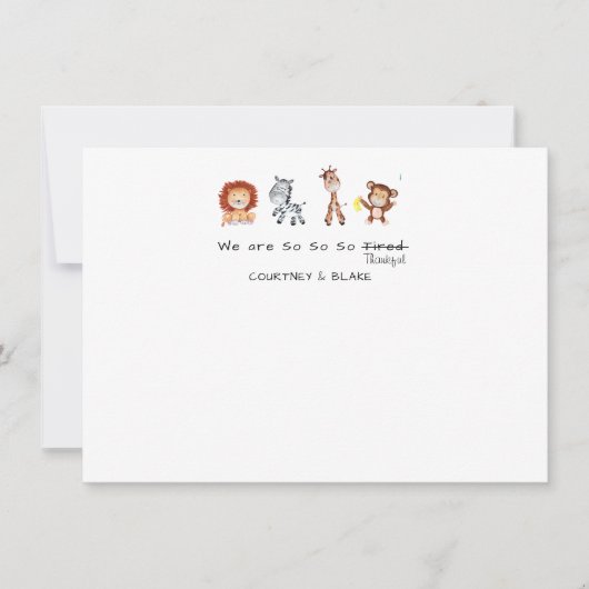 Carte de remerciements d'animaux de jungle (Devant)