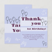 Carte de remerciements d'anniversaire bleu (Devant / Derrière)