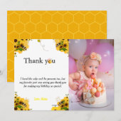 Carte de remerciements d'anniversaire d'abeille (Devant / Derrière)