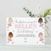 Carte de remerciements d'anniversaire de Ballerina (Debout devant)