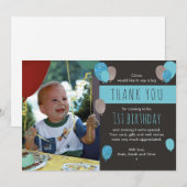 Carte de remerciements d'anniversaire de ballon de (Devant / Derrière)