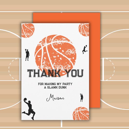 Carte de remerciements d'anniversaire de basket-ba