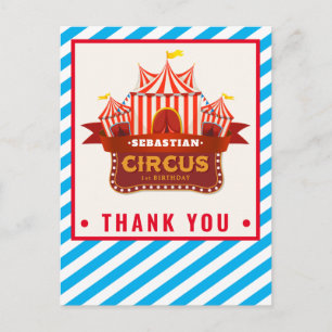 Carte de remerciements d'anniversaire de cirque