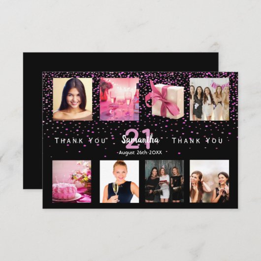 Carte de remerciements d'anniversaire de collage p (Devant / Derrière)