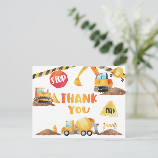 Carte de remerciements d'anniversaire de construct (Debout devant)