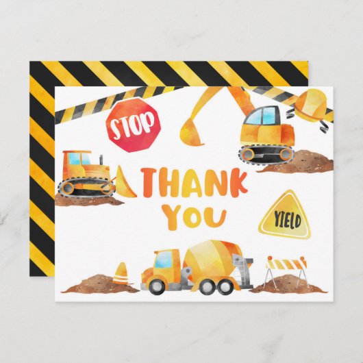 Carte de remerciements d'anniversaire de construct (Devant / Derrière)