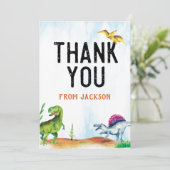 Carte de remerciements d'anniversaire de Dinosaur (Debout devant)