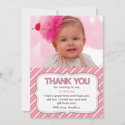 Carte de remerciements d'anniversaire de fille (Devant)