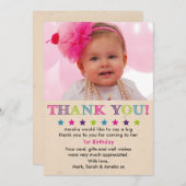 Carte de remerciements d'anniversaire de fille (Devant / Derrière)