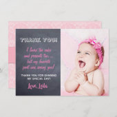 Carte de remerciements d'anniversaire de filles - (Devant / Derrière)