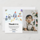 Carte de remerciements d'anniversaire de garçon po (Devant)