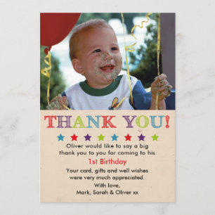 Carte de remerciements d'anniversaire de garçons