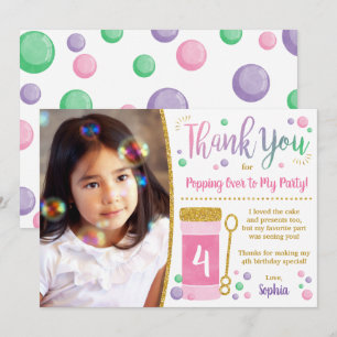 Carte de remerciements d'anniversaire de la bulle