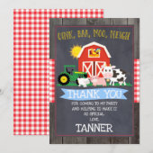 Carte de remerciements D'Anniversaire De La Ferme  (Devant / Derrière)