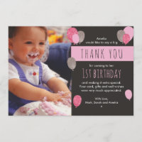 Carte de remerciements d'anniversaire de la fille