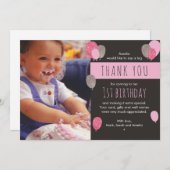 Carte de remerciements d'anniversaire de la fille (Devant / Derrière)