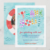 carte de remerciements d'anniversaire de la piscin (Devant / Derrière)