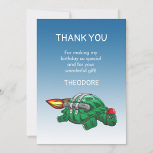 Carte de remerciements d'anniversaire de la tortue
