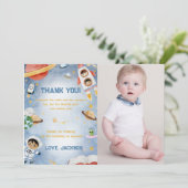 Carte de remerciements d'anniversaire de l'astrona (Debout devant)