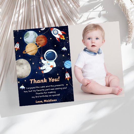 Carte de remerciements d'anniversaire de l'astrona