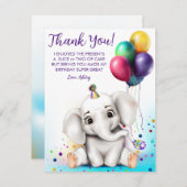 Carte de remerciements d'anniversaire de l'éléphan (Devant / Derrière)