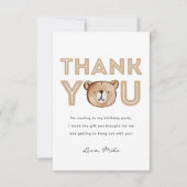 Carte de remerciements d'anniversaire de l'ours pr (Devant)