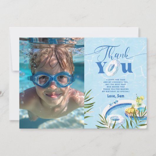 Carte de remerciements d'anniversaire de piscine (Devant)