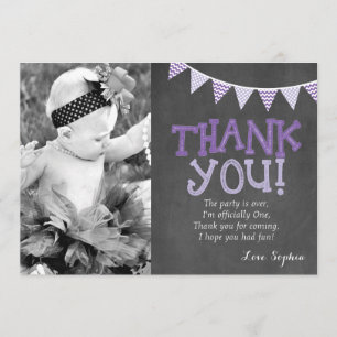 Carte de remerciements d'anniversaire de pourpre