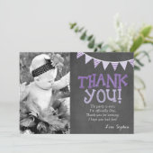 Carte de remerciements d'anniversaire de pourpre (Debout devant)