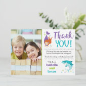 Carte de remerciements d'anniversaire de requins (Debout devant)