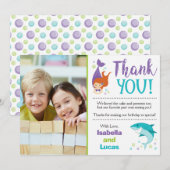 Carte de remerciements d'anniversaire de requins (Devant / Derrière)