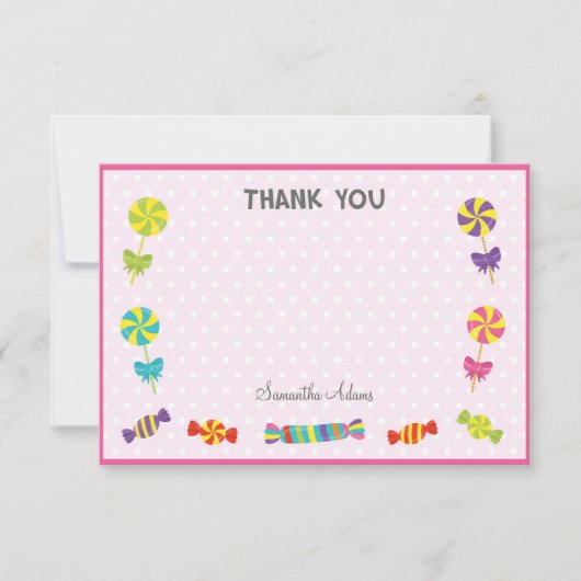 Carte de remerciements d'anniversaire de sucrerie (Devant)